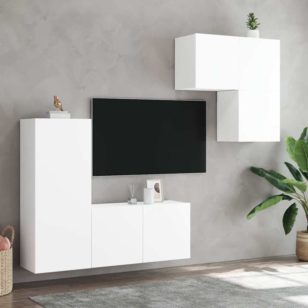 4-delige Tv-meubelset bewerkt hout wit is nu te koop bij PeponiXL, paradijselijk wonen!