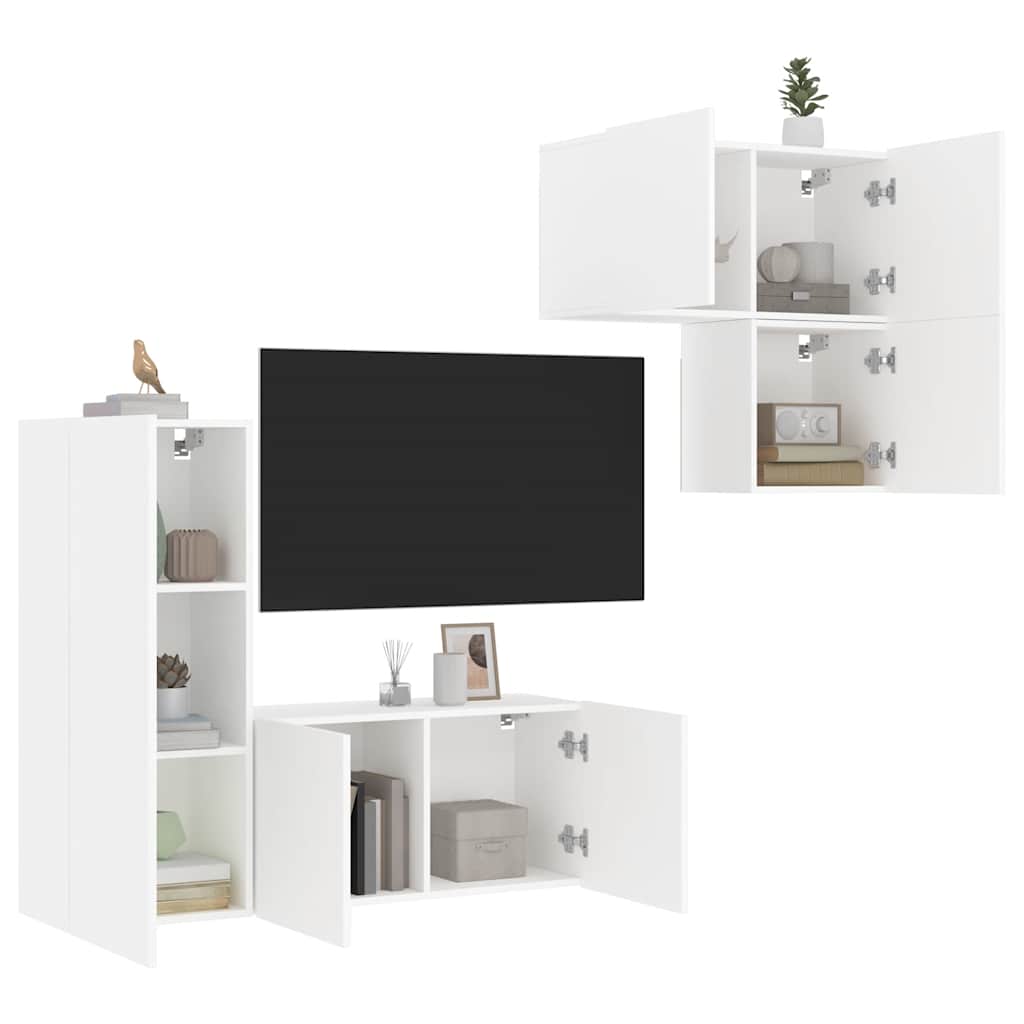 4-delige Tv-meubelset bewerkt hout wit is nu te koop bij PeponiXL, paradijselijk wonen!