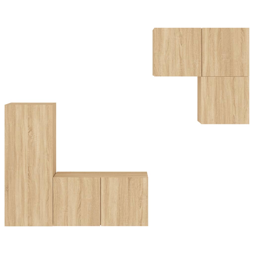 4-delige Tv-wandmeubelset bewerkt hout sonoma eikenkleurig is nu te koop bij PeponiXL, paradijselijk wonen!