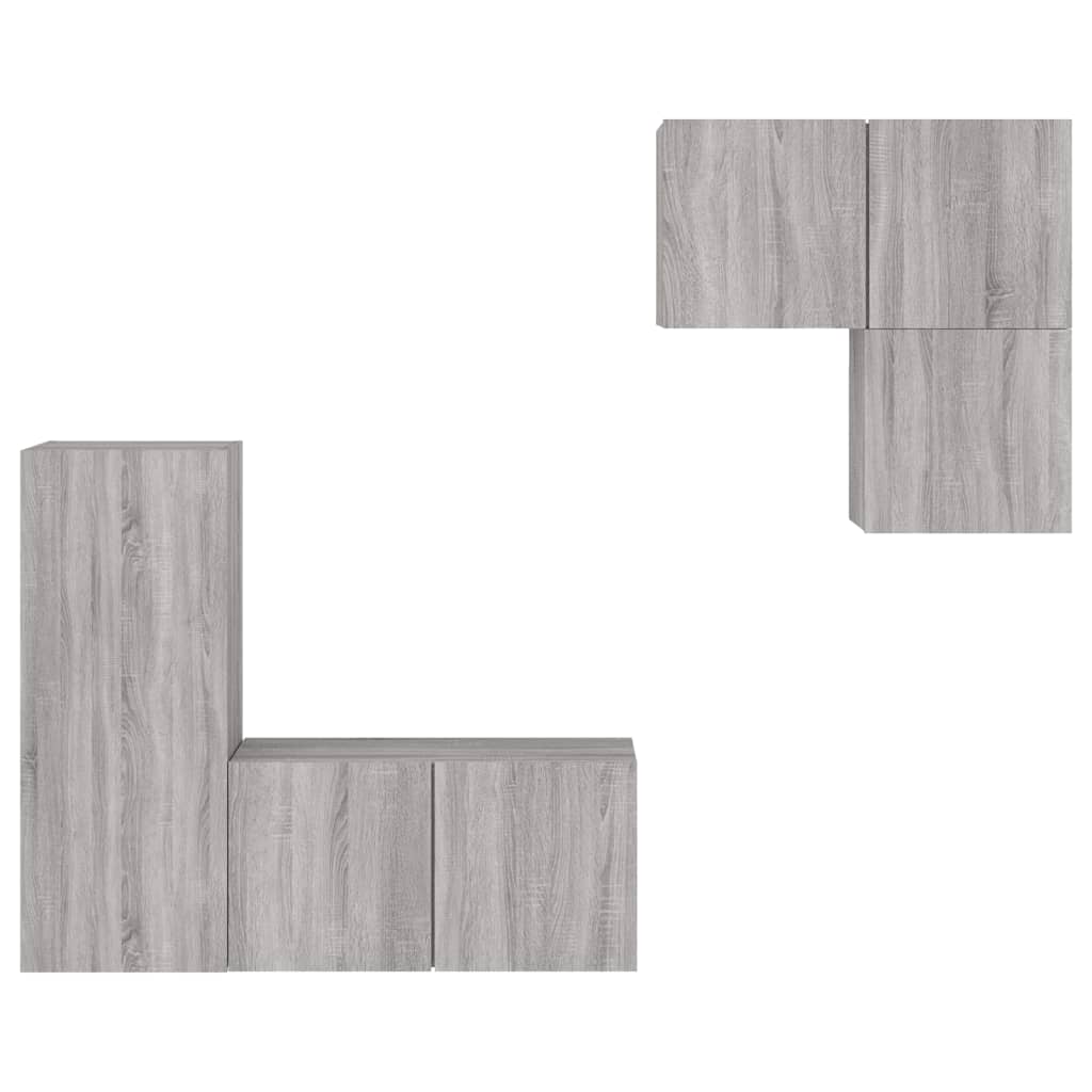 4-delige Tv-wandmeubelset bewerkt hout grijs sonoma is nu te koop bij PeponiXL, paradijselijk wonen!