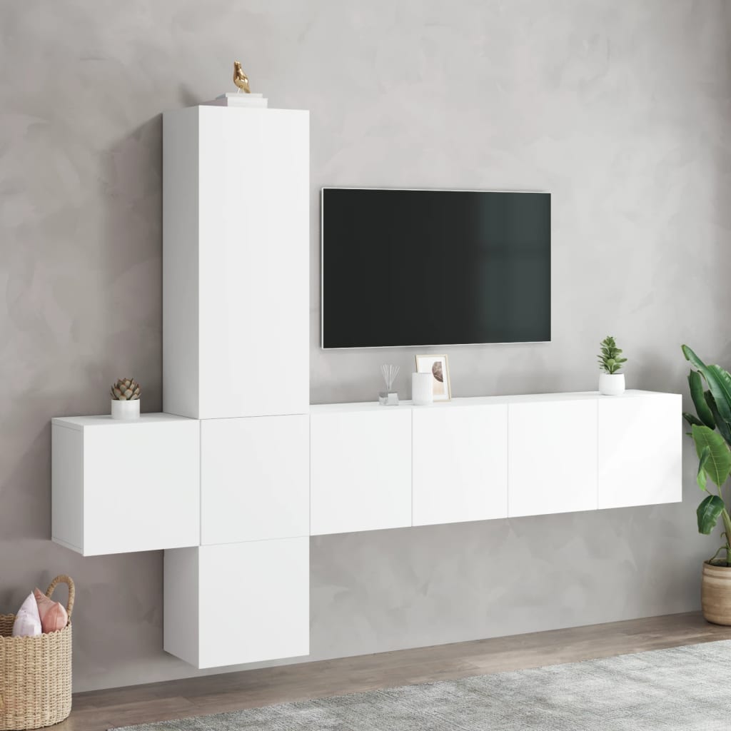 5-delige Tv-meubelset bewerkt hout wit is nu te koop bij PeponiXL, paradijselijk wonen!