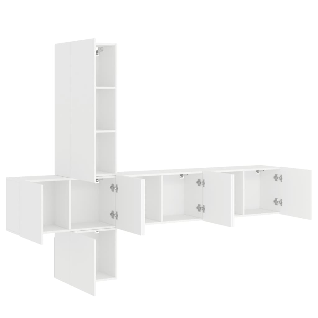 5-delige Tv-meubelset bewerkt hout wit is nu te koop bij PeponiXL, paradijselijk wonen!