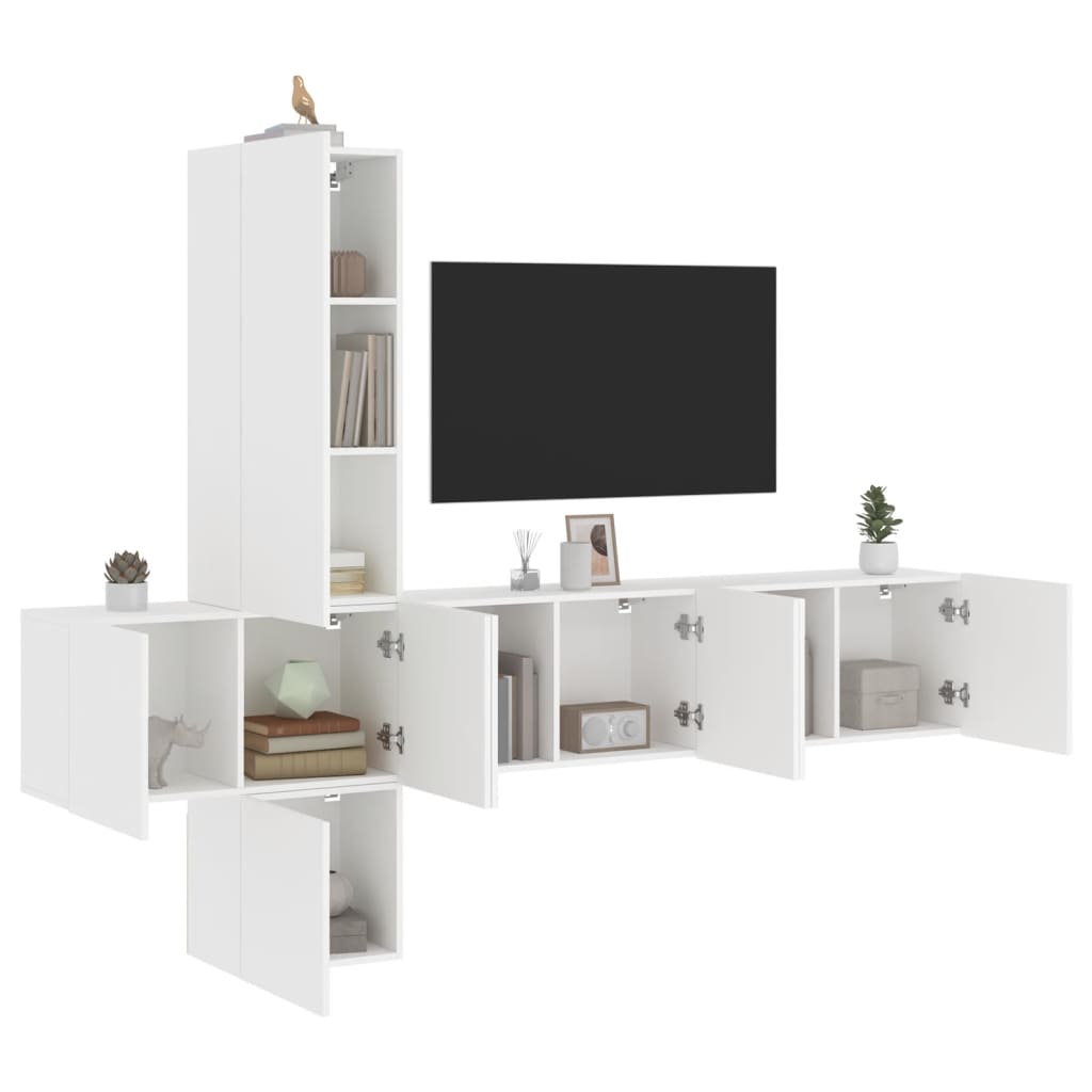 5-delige Tv-meubelset bewerkt hout wit is nu te koop bij PeponiXL, paradijselijk wonen!