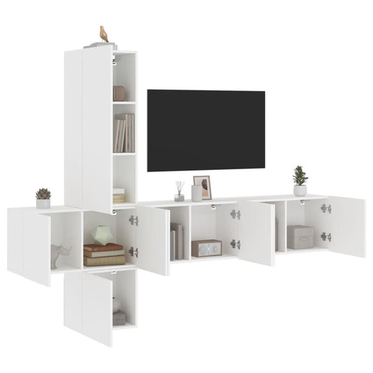 5-delige Tv-meubelset bewerkt hout wit is nu te koop bij PeponiXL, paradijselijk wonen!