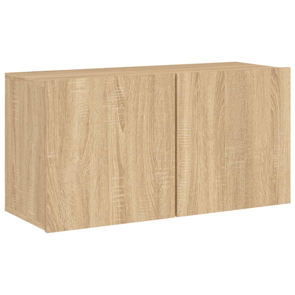 5-delige Tv-wandmeubelset bewerkt hout sonoma eikenkleurig is nu te koop bij PeponiXL, paradijselijk wonen!