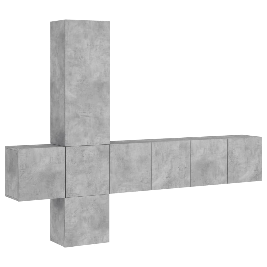 5-delige Tv-wandmeubelset bewerkt hout betongrijs is nu te koop bij PeponiXL, paradijselijk wonen!