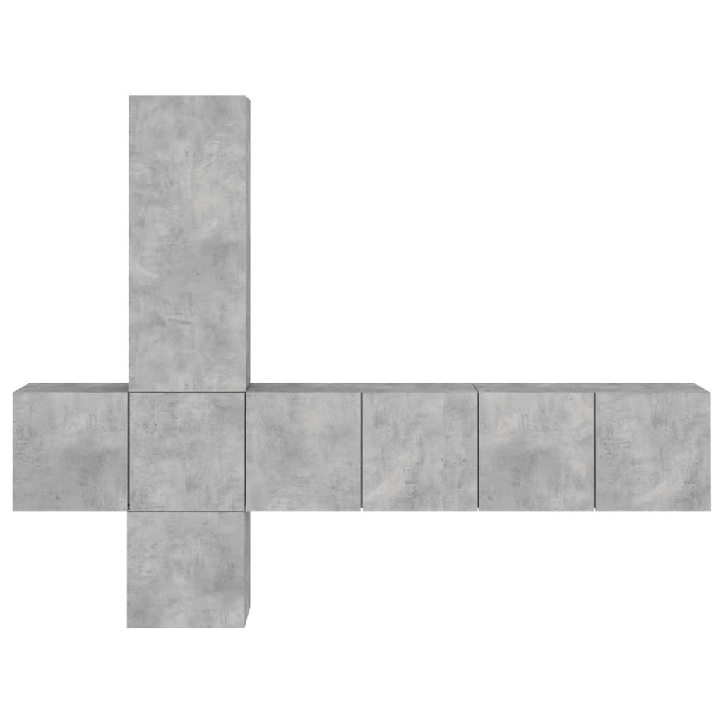 5-delige Tv-wandmeubelset bewerkt hout betongrijs is nu te koop bij PeponiXL, paradijselijk wonen!