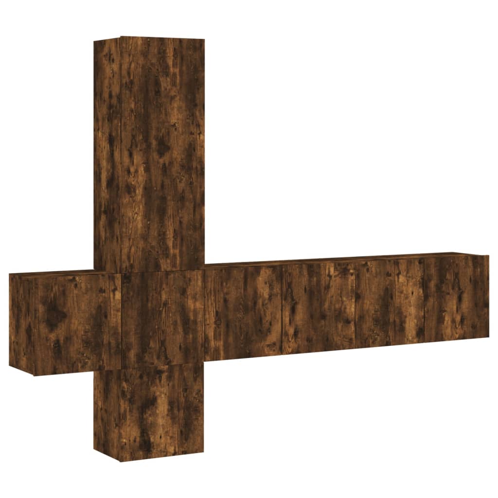 5-delige Tv-wandmeubelset bewerkt hout gerookt eikenkleurig is nu te koop bij PeponiXL, paradijselijk wonen!