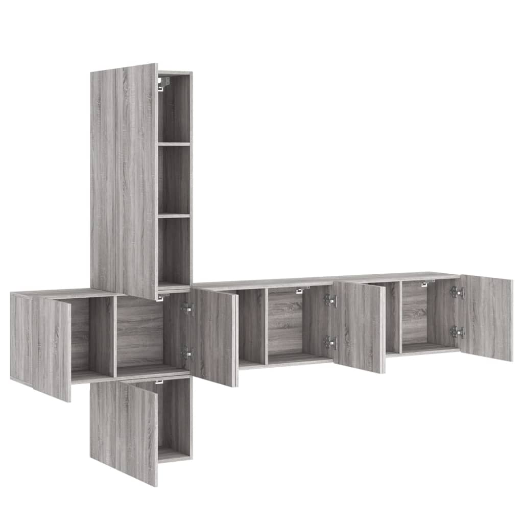 5-delige Tv-wandmeubelset grijs sonoma eikenkleurig is nu te koop bij PeponiXL, paradijselijk wonen!