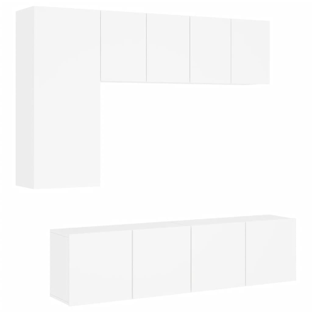 5-delige Tv-meubelset bewerkt hout wit is nu te koop bij PeponiXL, paradijselijk wonen!
