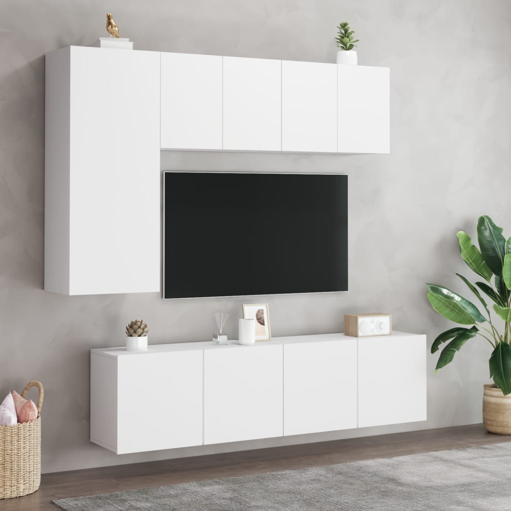 5-delige Tv-meubelset bewerkt hout wit is nu te koop bij PeponiXL, paradijselijk wonen!