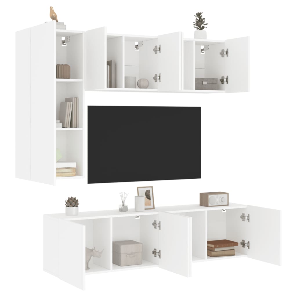 5-delige Tv-meubelset bewerkt hout wit is nu te koop bij PeponiXL, paradijselijk wonen!