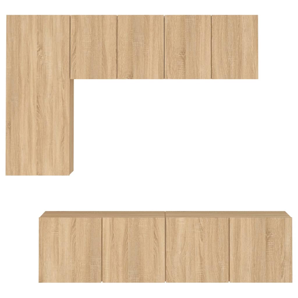 5-delige Tv-wandmeubelset bewerkt hout sonoma eikenkleurig is nu te koop bij PeponiXL, paradijselijk wonen!