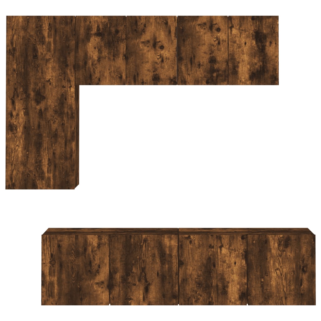 5-delige Tv-wandmeubelset bewerkt hout gerookt eikenkleurig is nu te koop bij PeponiXL, paradijselijk wonen!