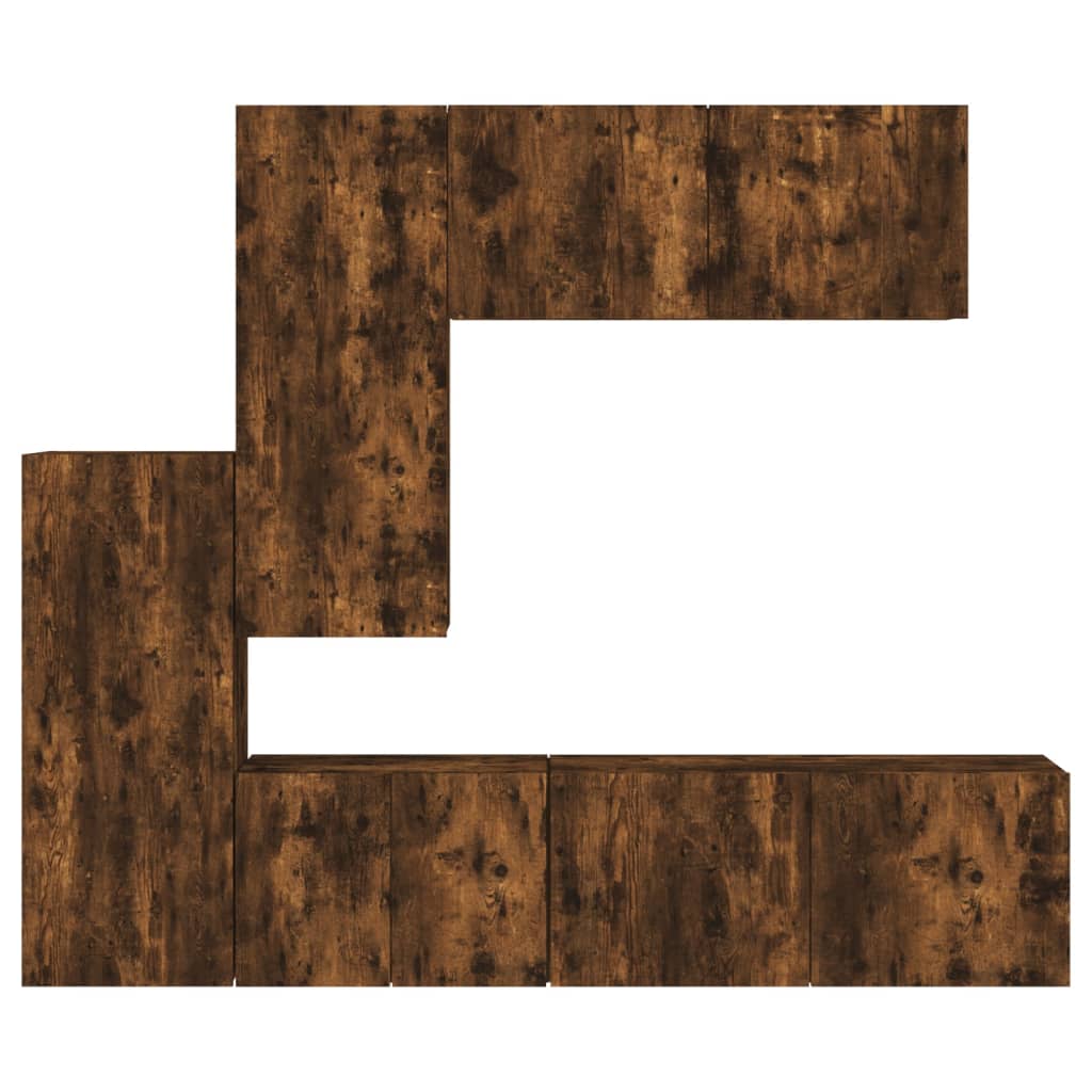 5-delige Tv-wandmeubelset bewerkt hout gerookt eikenkleurig is nu te koop bij PeponiXL, paradijselijk wonen!