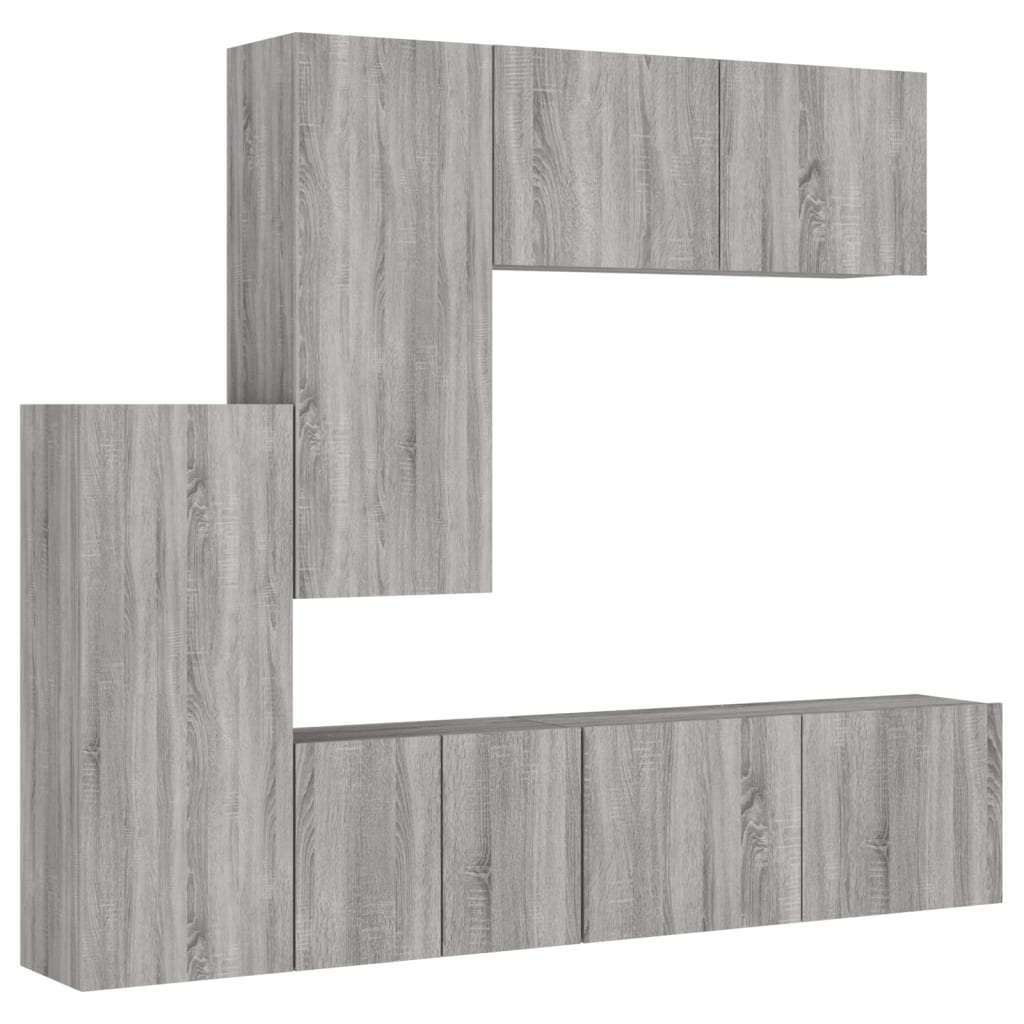 5-delige Tv-wandmeubelset grijs sonoma eikenkleurig is nu te koop bij PeponiXL, paradijselijk wonen!