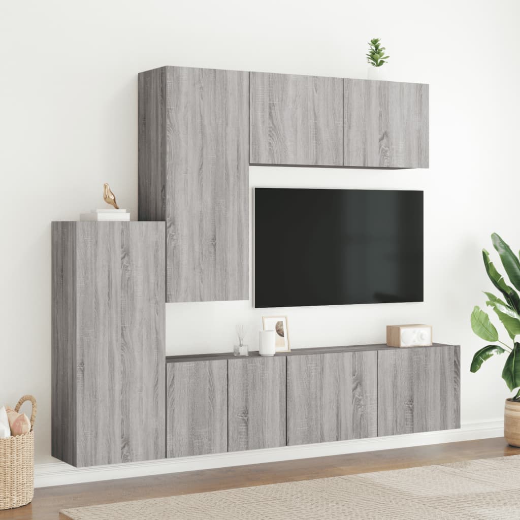 5-delige Tv-wandmeubelset grijs sonoma eikenkleurig is nu te koop bij PeponiXL, paradijselijk wonen!