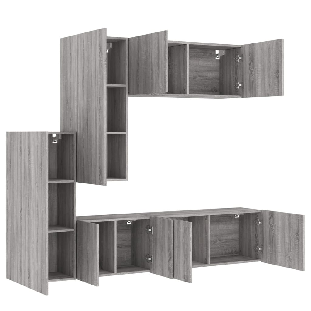 5-delige Tv-wandmeubelset grijs sonoma eikenkleurig is nu te koop bij PeponiXL, paradijselijk wonen!