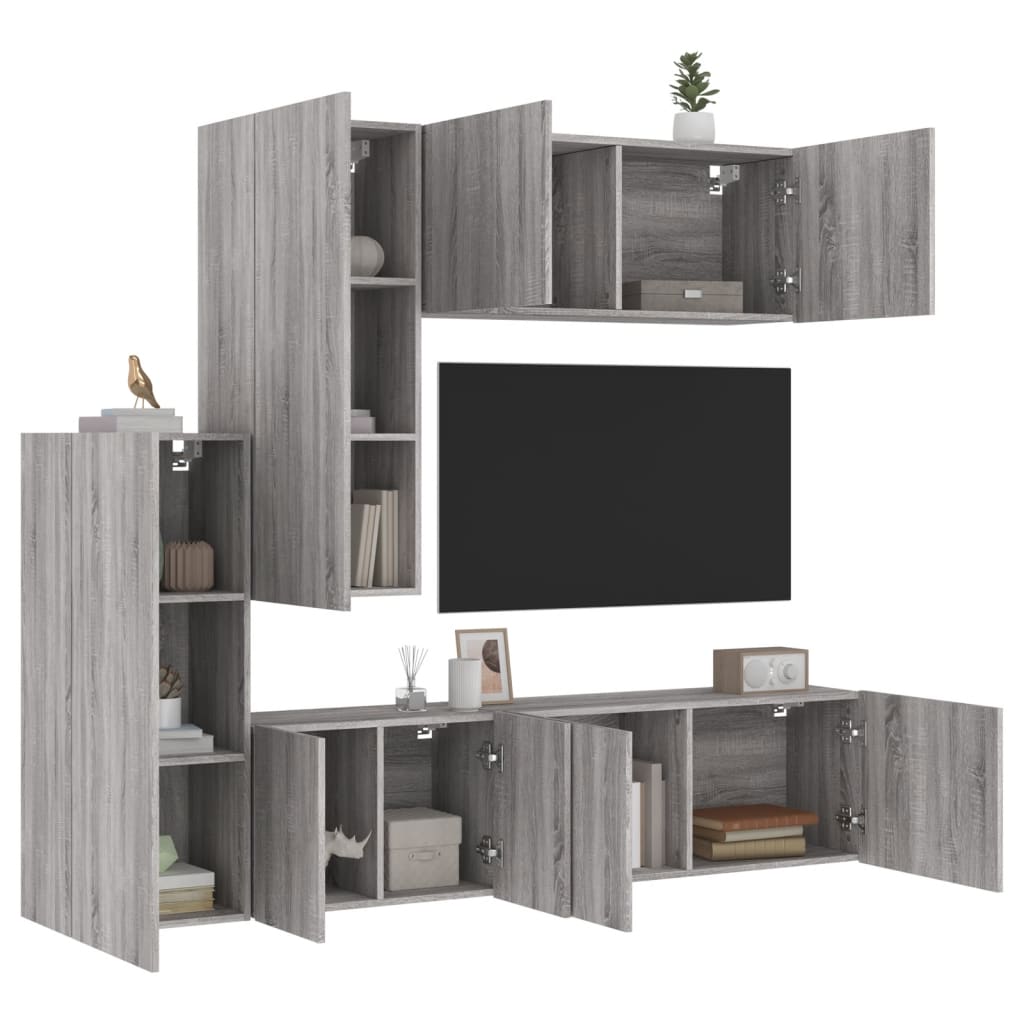 5-delige Tv-wandmeubelset grijs sonoma eikenkleurig is nu te koop bij PeponiXL, paradijselijk wonen!
