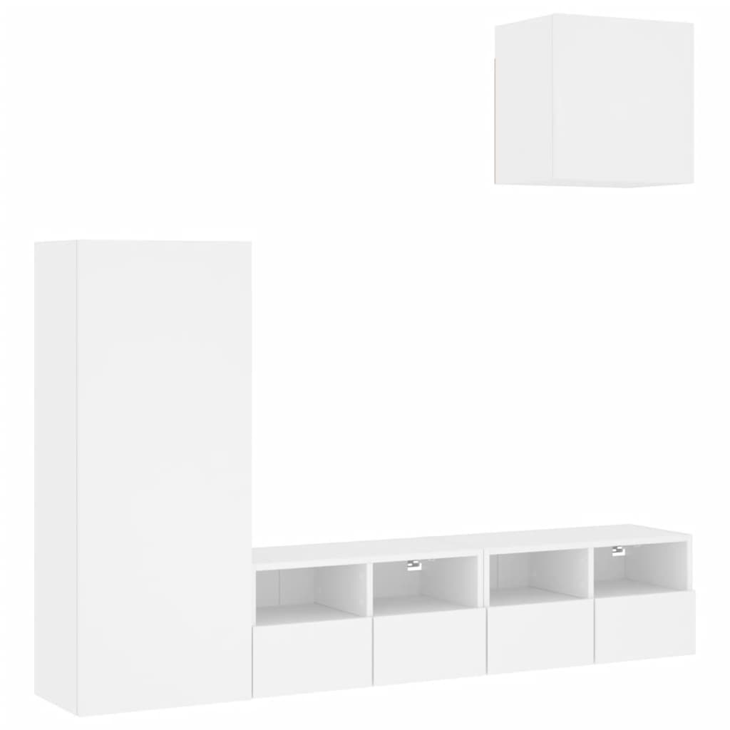4-delige Tv-meubelset bewerkt hout wit is nu te koop bij PeponiXL, paradijselijk wonen!