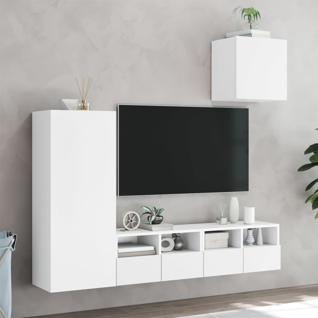 4-delige Tv-meubelset bewerkt hout wit is nu te koop bij PeponiXL, paradijselijk wonen!