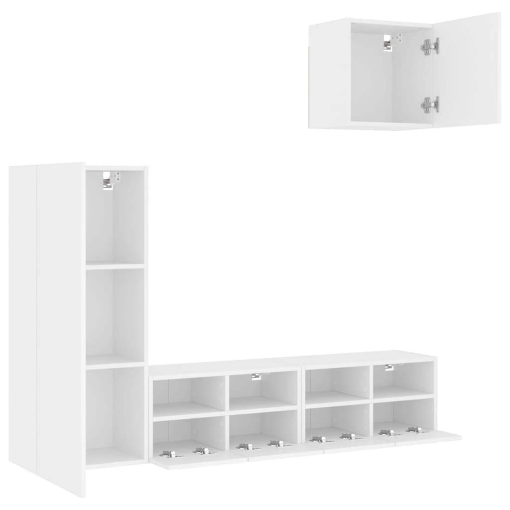 4-delige Tv-meubelset bewerkt hout wit is nu te koop bij PeponiXL, paradijselijk wonen!