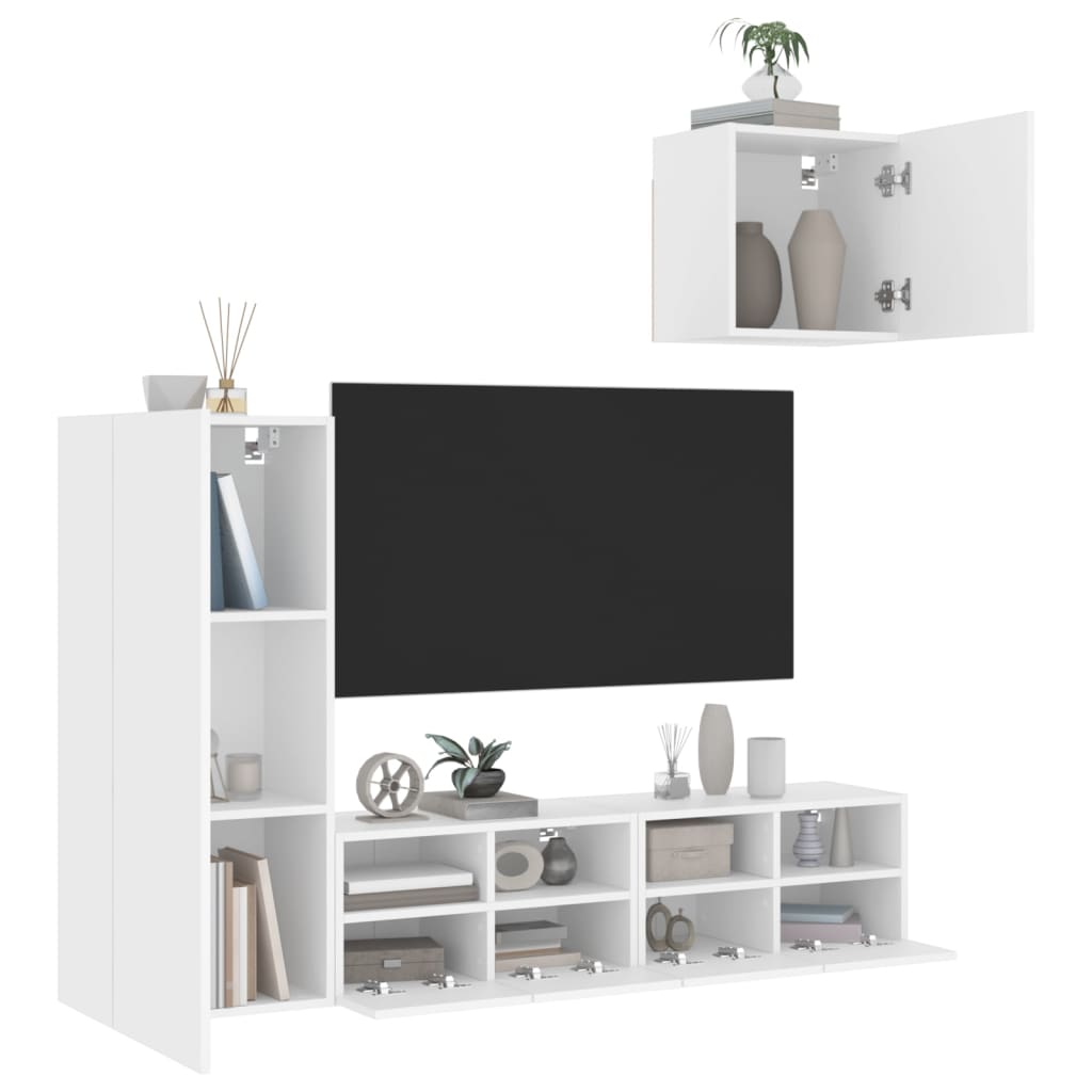 4-delige Tv-meubelset bewerkt hout wit is nu te koop bij PeponiXL, paradijselijk wonen!