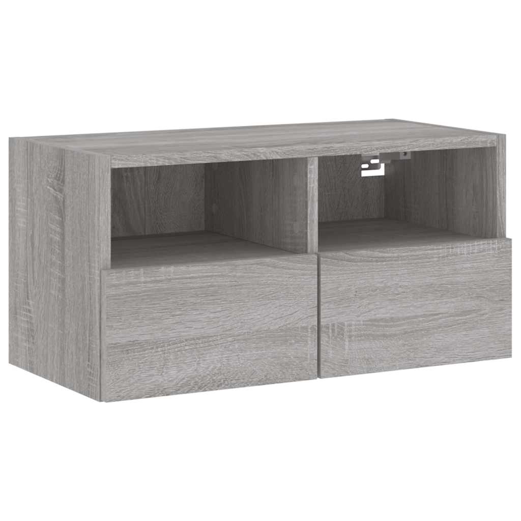 4-delige Tv-wandmeubelset bewerkt hout grijs sonoma is nu te koop bij PeponiXL, paradijselijk wonen!
