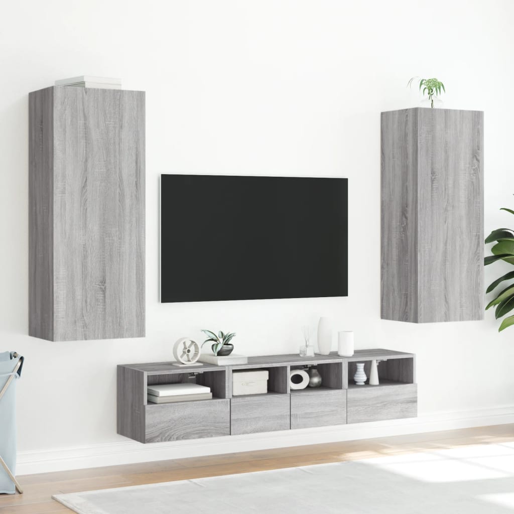 5-delige Tv-wandmeubelset grijs sonoma eikenkleurig is nu te koop bij PeponiXL, paradijselijk wonen!