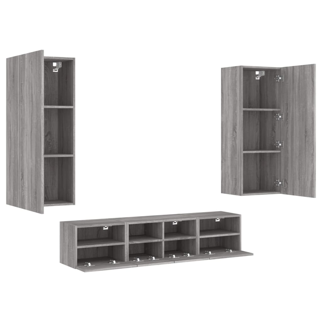 5-delige Tv-wandmeubelset grijs sonoma eikenkleurig is nu te koop bij PeponiXL, paradijselijk wonen!