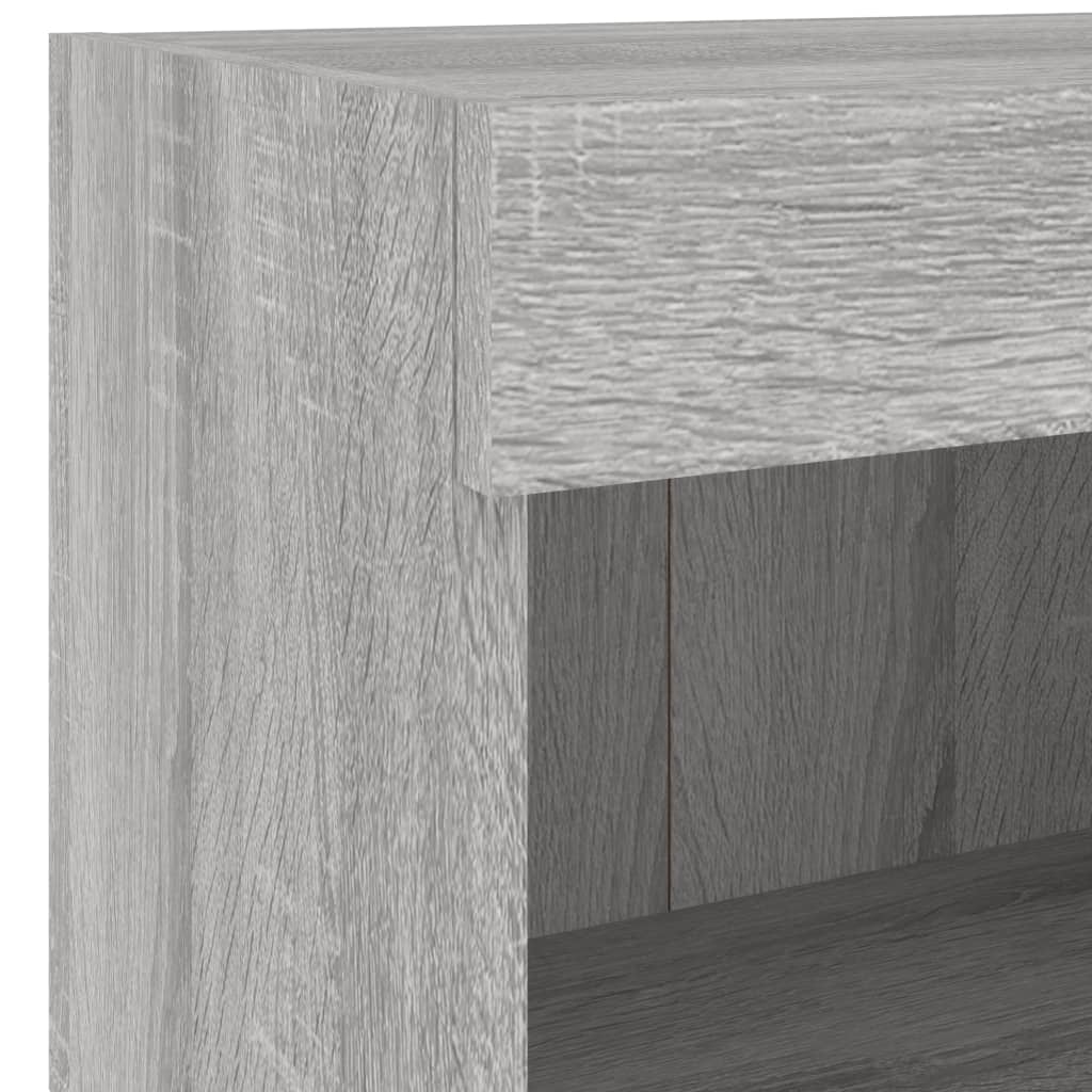 7-delige Tv-wandmeubelset met LED bewerkt hout grijs sonoma is nu te koop bij PeponiXL, paradijselijk wonen!