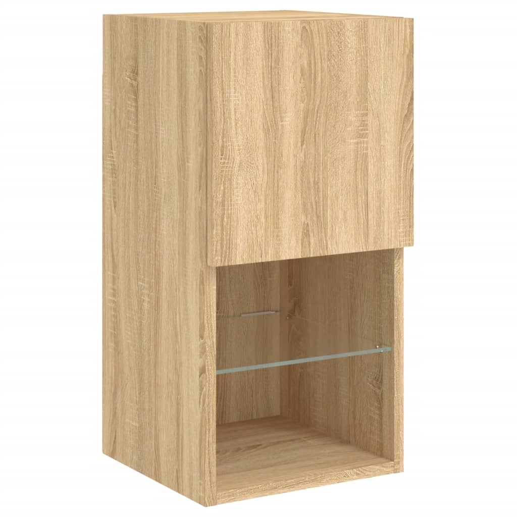 6-delige Tv-wandmeubelset met LED bewerkt hout sonoma eiken is nu te koop bij PeponiXL, paradijselijk wonen!