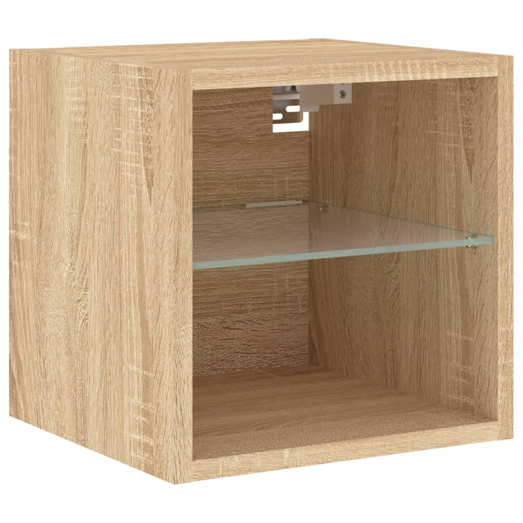 6-delige Tv-wandmeubelset met LED bewerkt hout sonoma eiken is nu te koop bij PeponiXL, paradijselijk wonen!