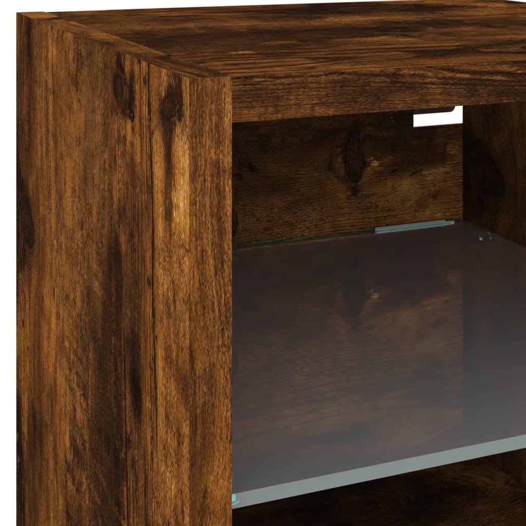 6-delige tv-wandmeubelset met LED bewerkt hout gerookt eiken is nu te koop bij PeponiXL, paradijselijk wonen!