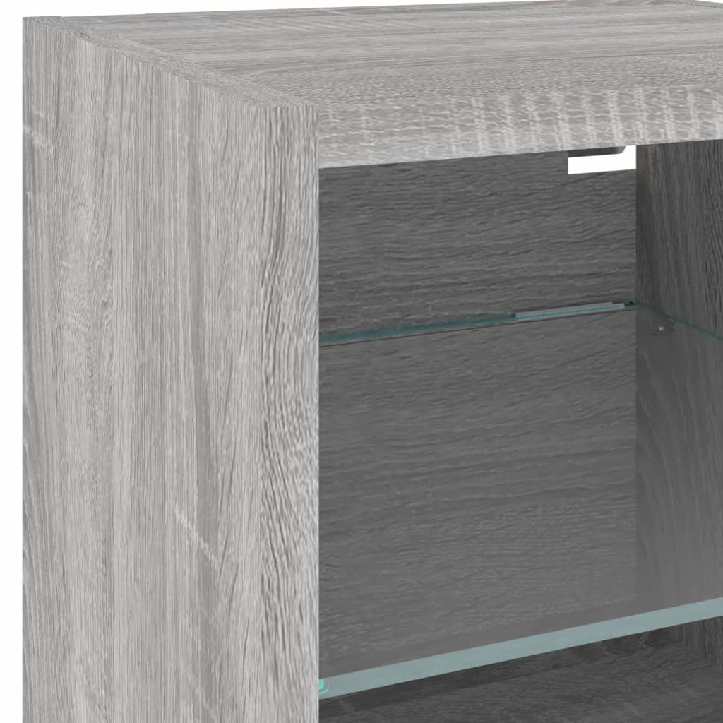 6-delige Tv-wandmeubelset met LED grijs sonoma eikenkleurig is nu te koop bij PeponiXL, paradijselijk wonen!