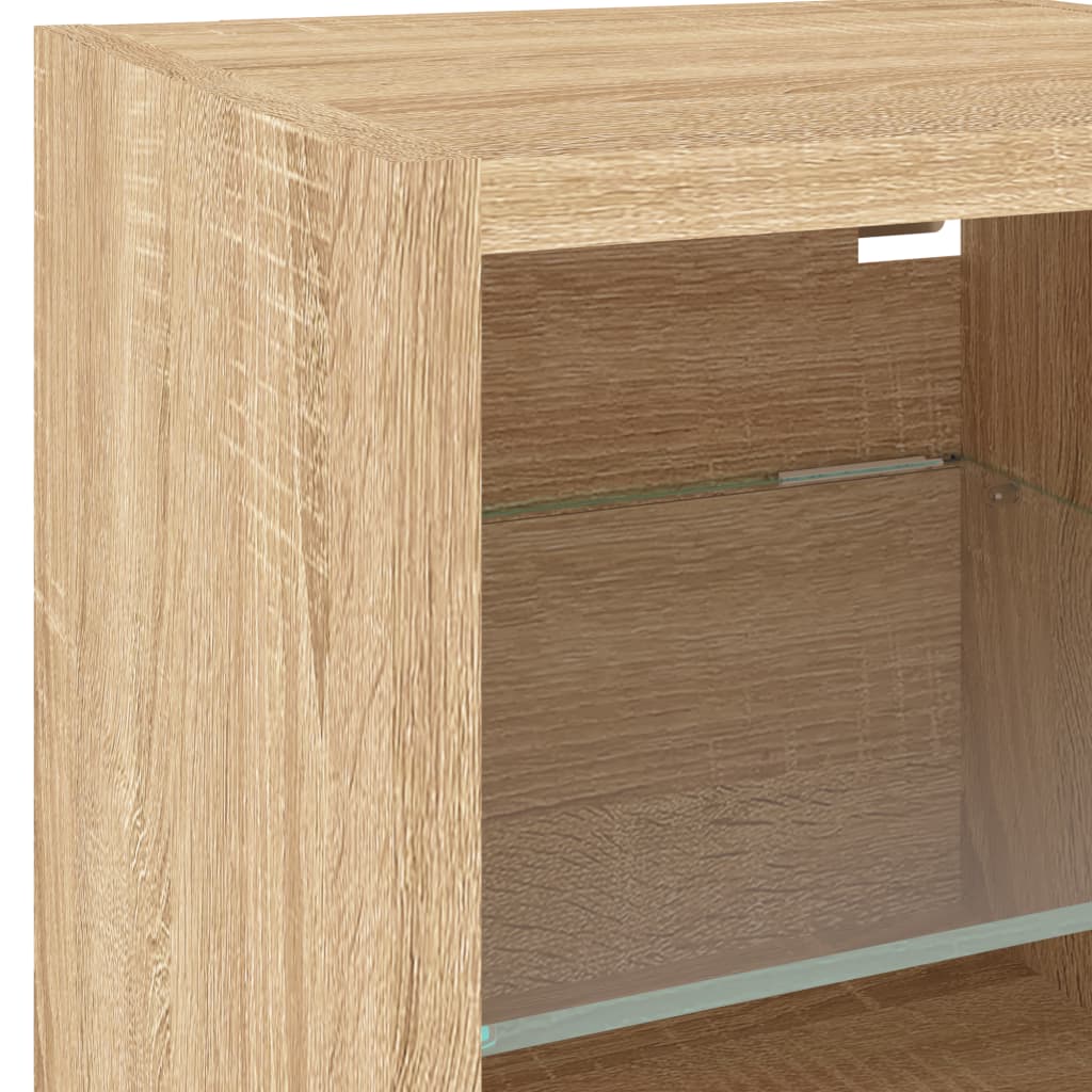 6-delige Tv-wandmeubelset met LED bewerkt hout sonoma eiken is nu te koop bij PeponiXL, paradijselijk wonen!