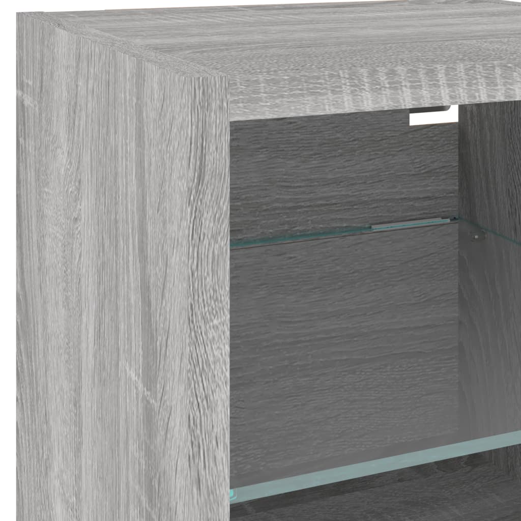 8-delige Tv-wandmeubelset met LED bewerkt hout grijs sonoma is nu te koop bij PeponiXL, paradijselijk wonen!