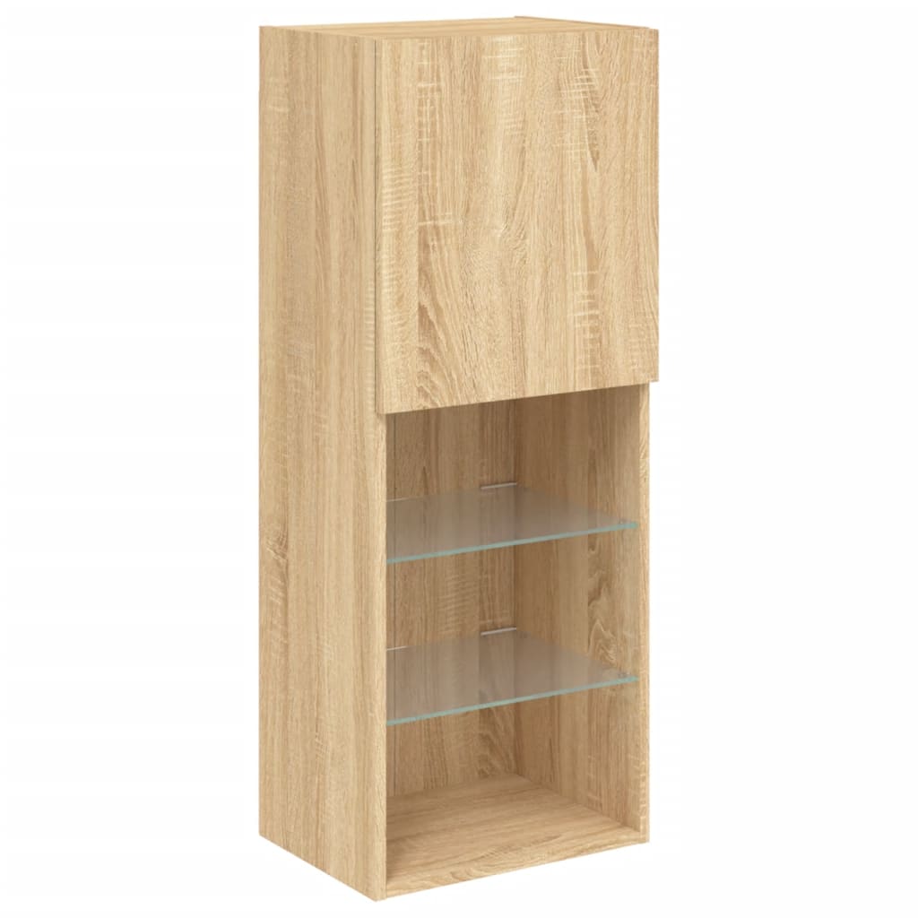 4-delige Tv-wandmeubelset met LED bewerkt hout sonoma eiken is nu te koop bij PeponiXL, paradijselijk wonen!