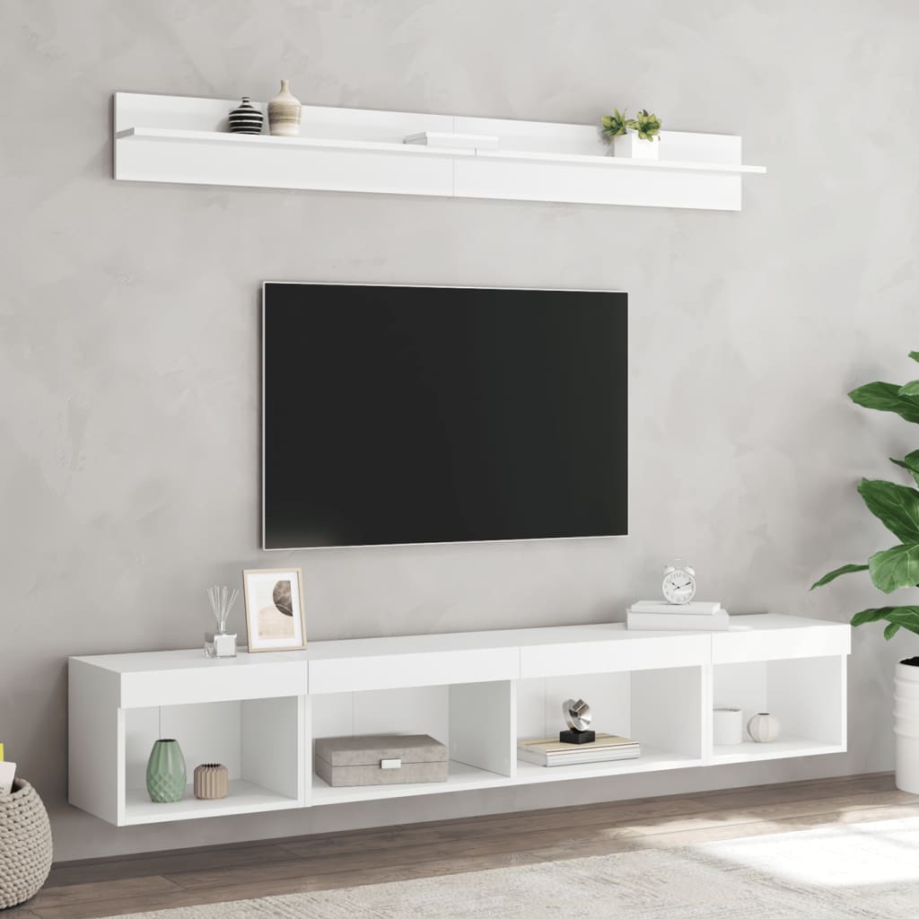 5-delige Tv-wandmeubelset met LED-verlichting bewerkt hout wit is nu te koop bij PeponiXL, paradijselijk wonen!