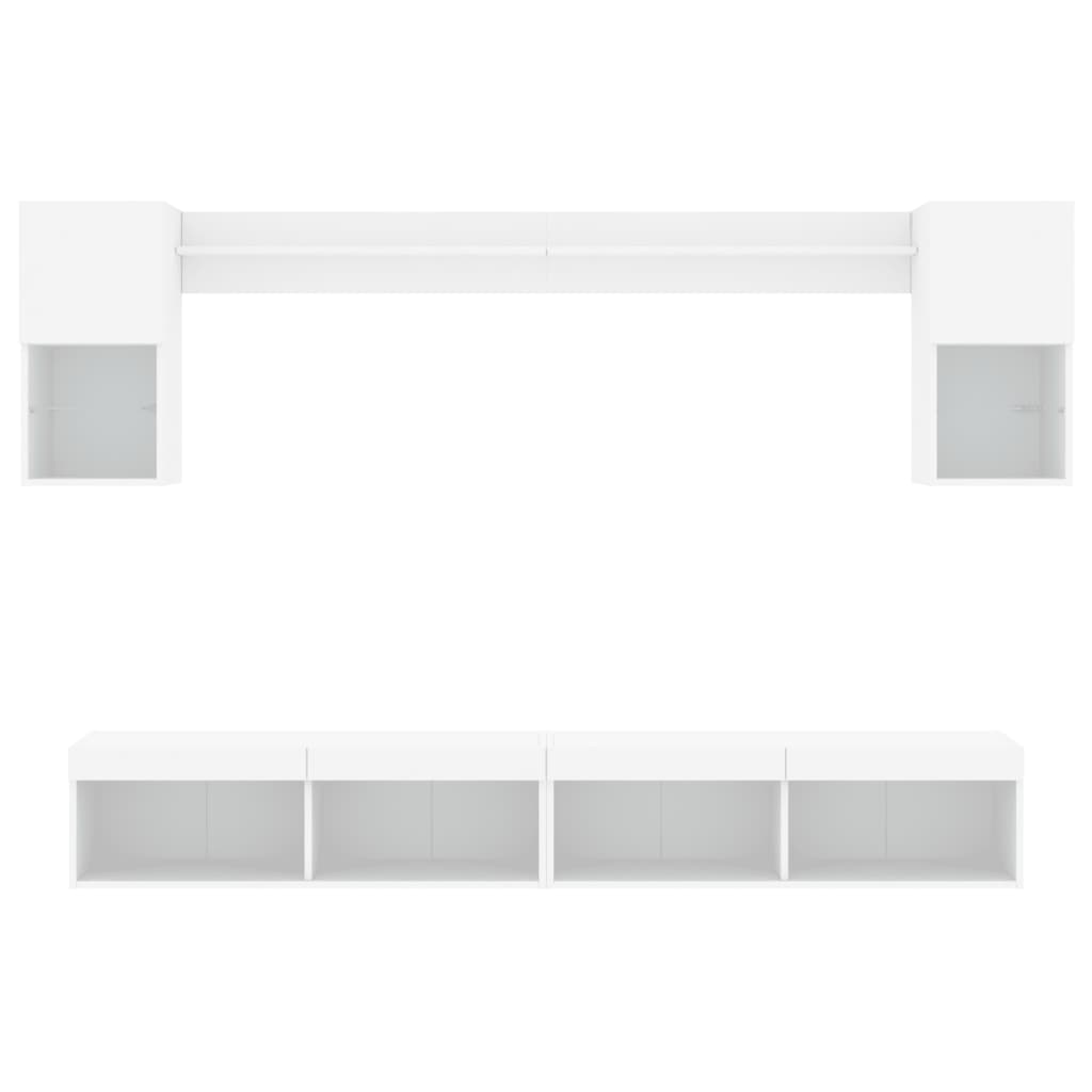 6-delige Tv-wandmeubelset met LED-verlichting bewerkt hout wit is nu te koop bij PeponiXL, paradijselijk wonen!