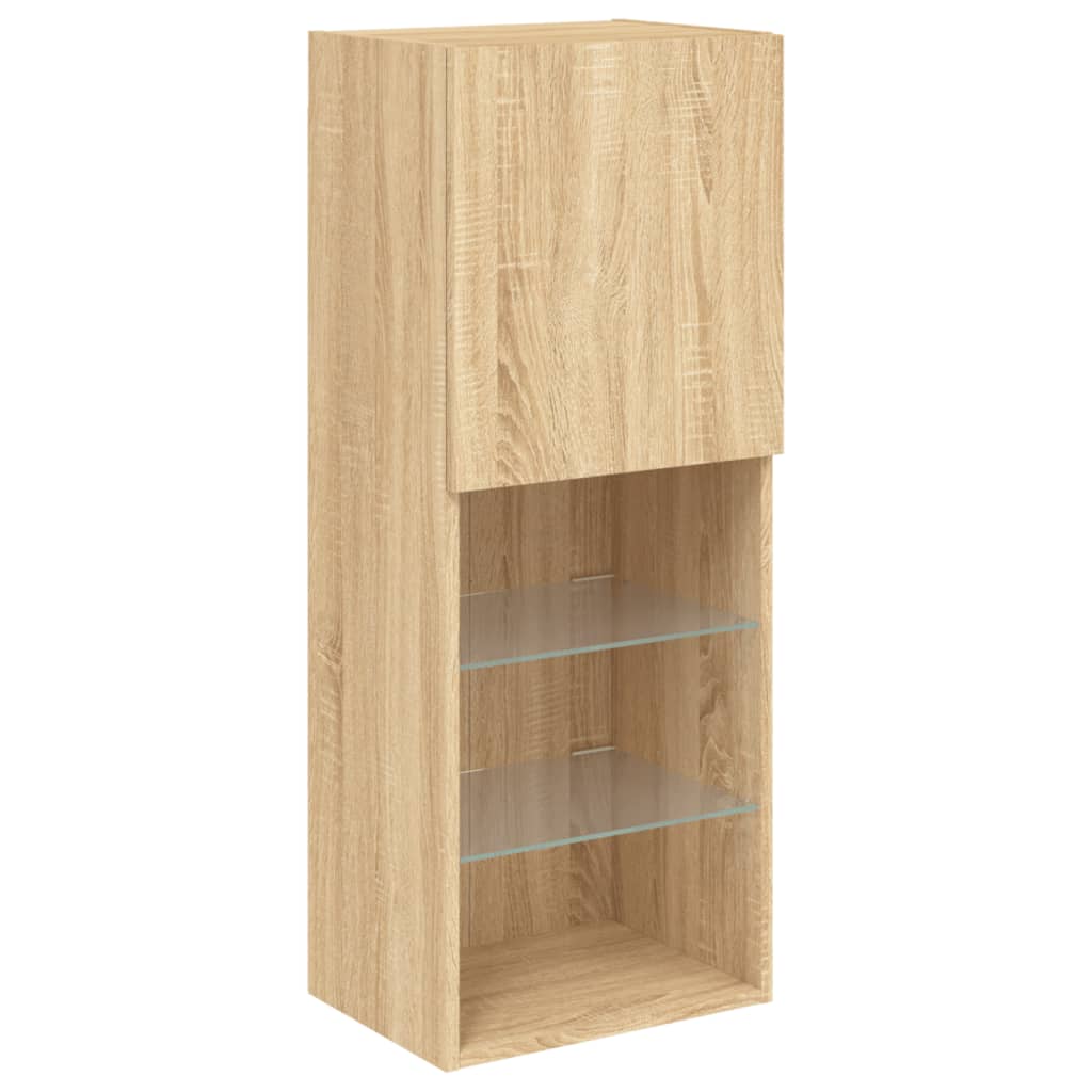 5-delige Tv-wandmeubelset met LED bewerkt hout sonoma eiken is nu te koop bij PeponiXL, paradijselijk wonen!