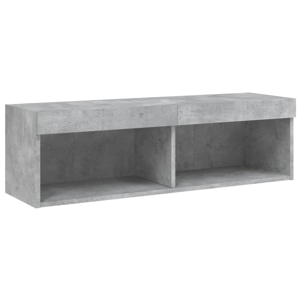 5-delige Tv-wandmeubelset met LED bewerkt hout betongrijs is nu te koop bij PeponiXL, paradijselijk wonen!