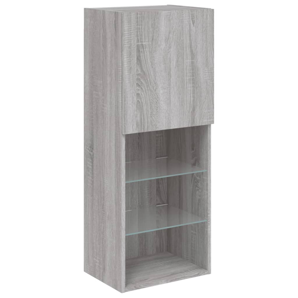 5-delige Tv-wandmeubelset met LED grijs sonoma eikenkleurig is nu te koop bij PeponiXL, paradijselijk wonen!