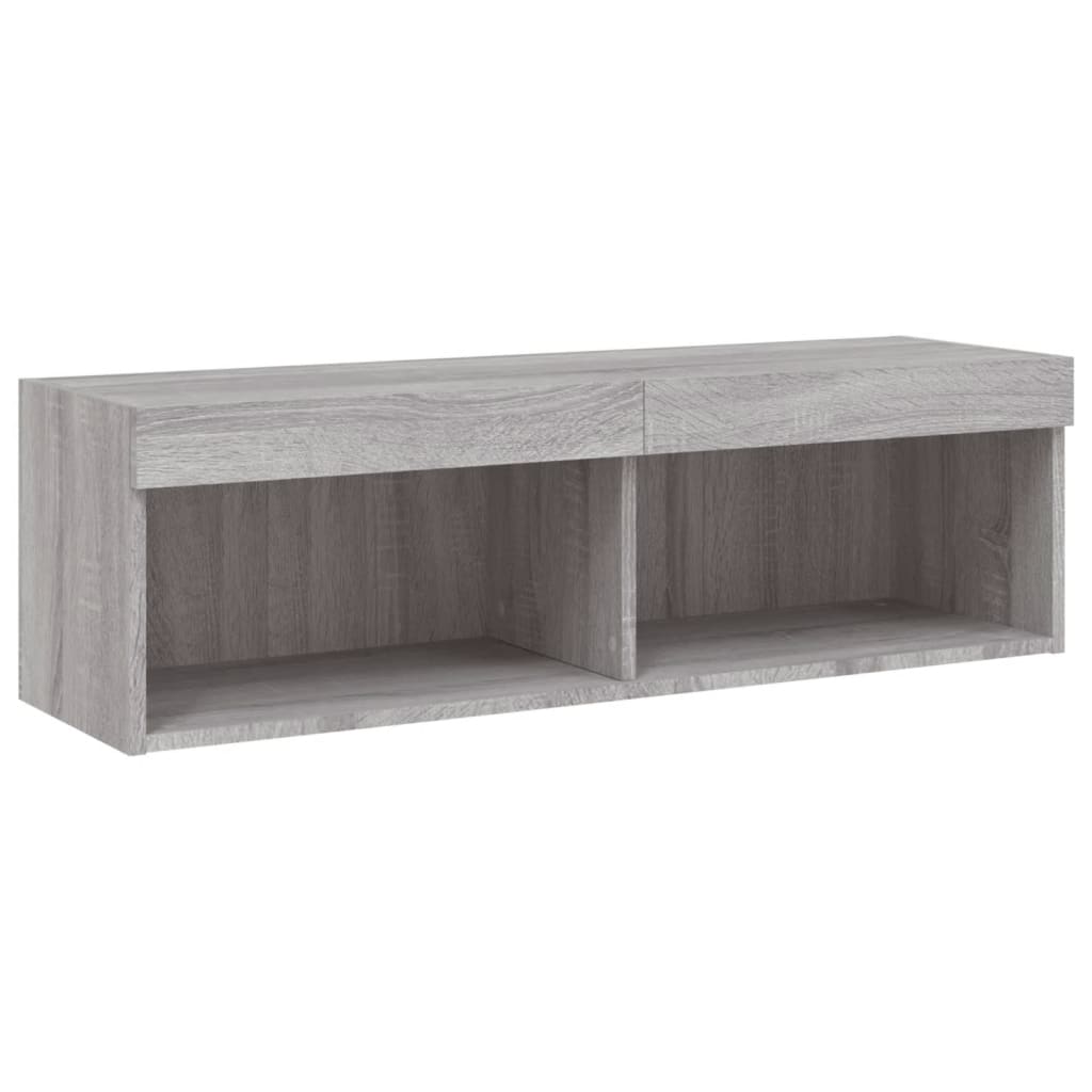 5-delige Tv-wandmeubelset met LED grijs sonoma eikenkleurig is nu te koop bij PeponiXL, paradijselijk wonen!