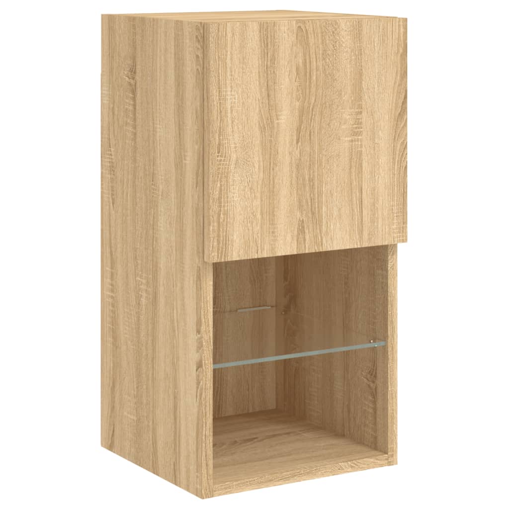 6-delige Tv-wandmeubelset met LED bewerkt hout sonoma eiken is nu te koop bij PeponiXL, paradijselijk wonen!