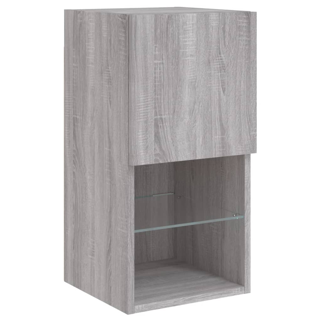 6-delige Tv-wandmeubelset met LED grijs sonoma eikenkleurig is nu te koop bij PeponiXL, paradijselijk wonen!