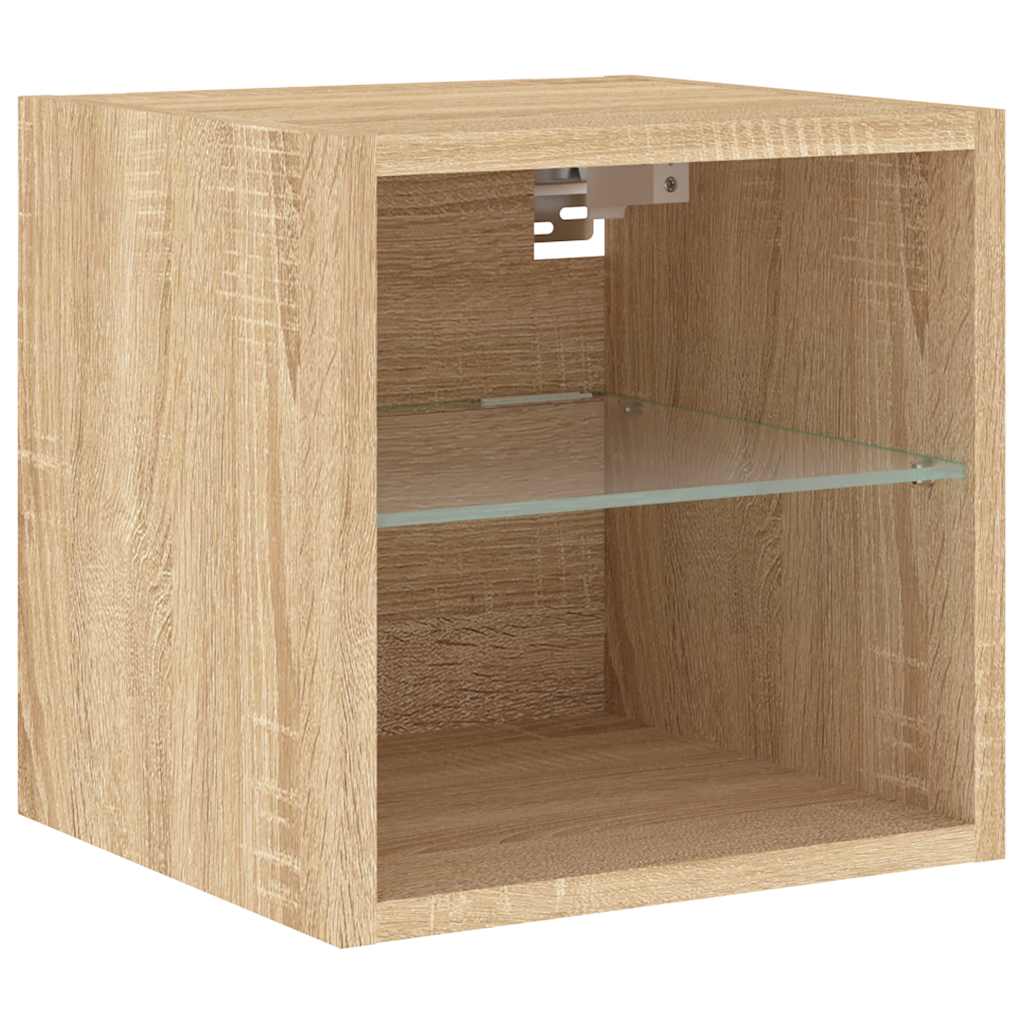 4-delige Tv-wandmeubelset met LED bewerkt hout sonoma eiken is nu te koop bij PeponiXL, paradijselijk wonen!
