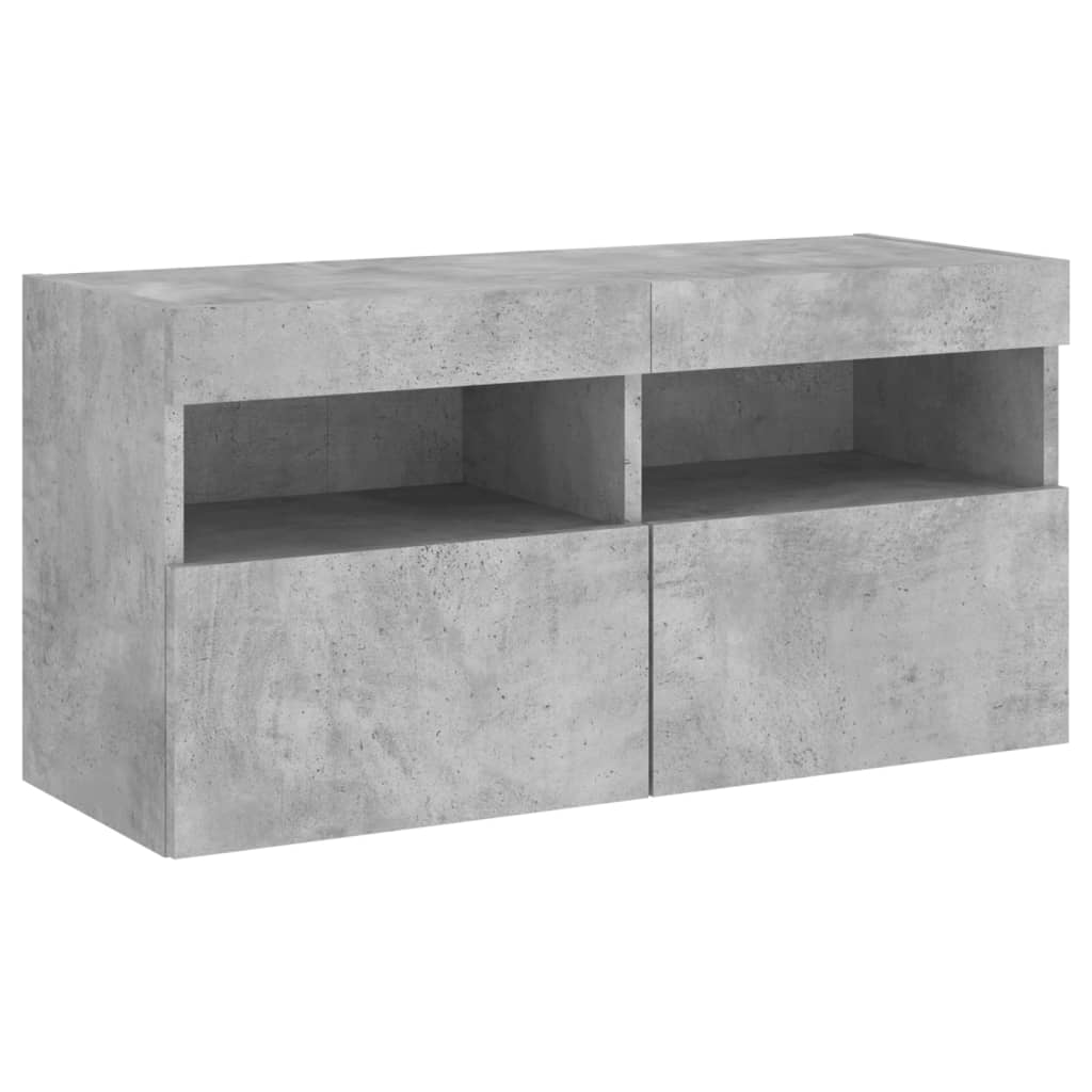 4-delige Tv-wandmeubelset met LED bewerkt hout betongrijs is nu te koop bij PeponiXL, paradijselijk wonen!