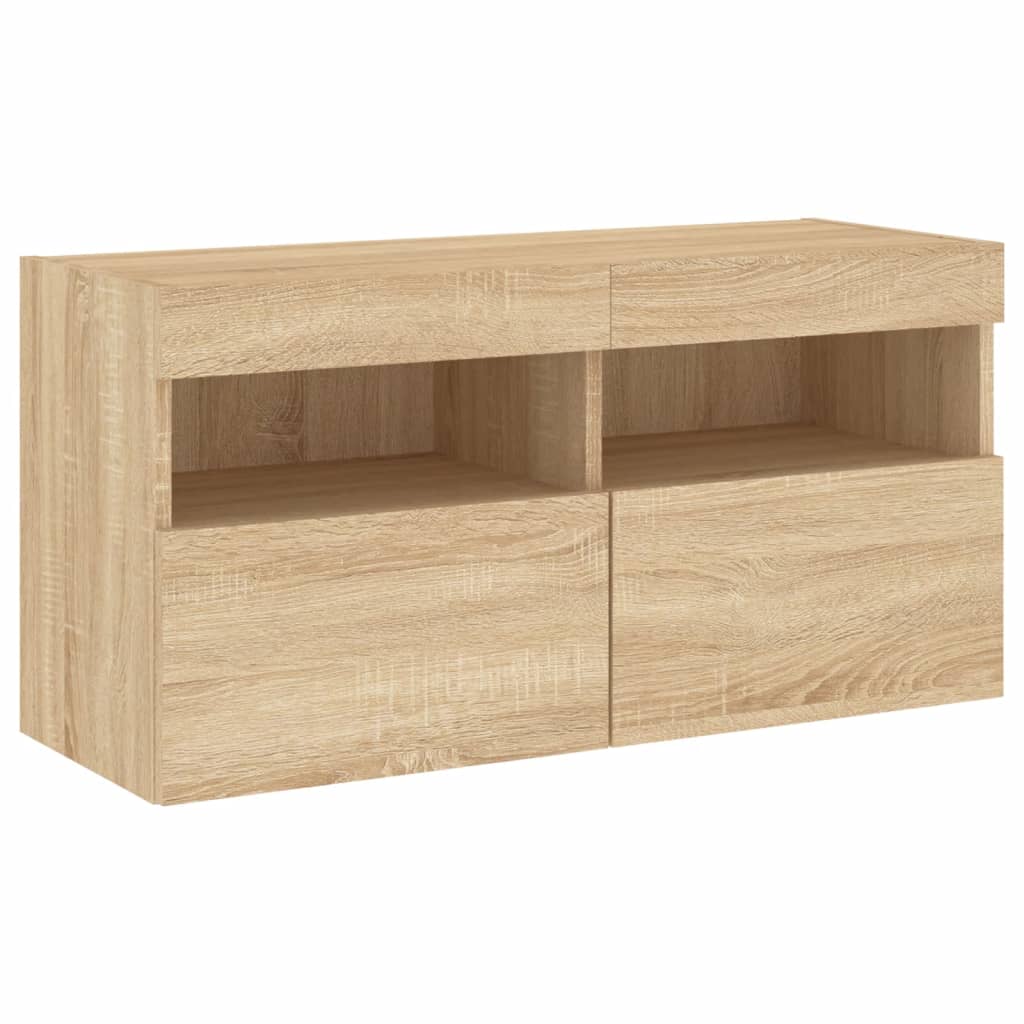 5-delige Tv-wandmeubelset met LED bewerkt hout sonoma eiken is nu te koop bij PeponiXL, paradijselijk wonen!