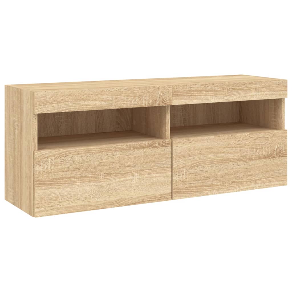 5-delige Tv-wandmeubelset met LED bewerkt hout sonoma eiken is nu te koop bij PeponiXL, paradijselijk wonen!